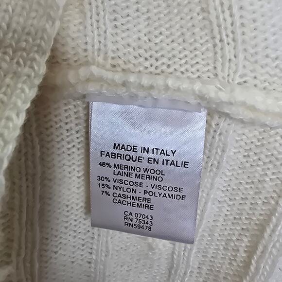 Bianco & Blu Cream Wool Cashmere Blend Turtleneck Sweater Size Medium Italy - Picture 4 of 7